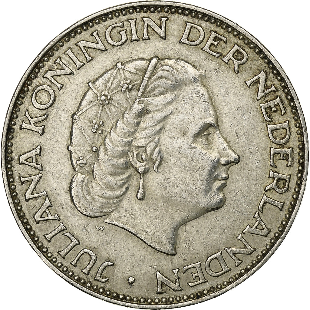 Netherlands, Juliana, 2-1/2 Gulden, 1961, Silver, EF(40-45), KM:185