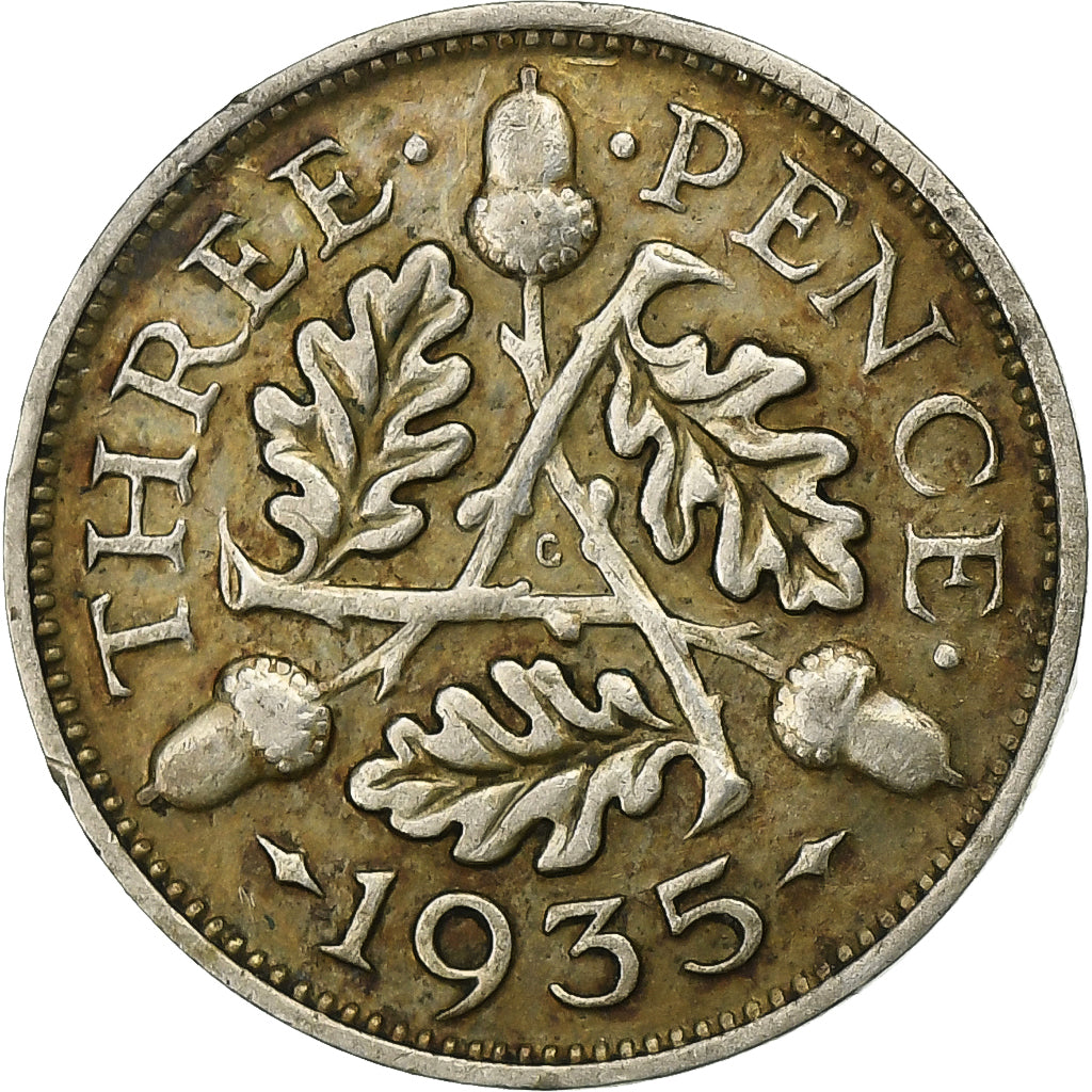 Grã-Bretanha, George V, 3 Pence, 1935, Prata, EF(40-45), KM:831