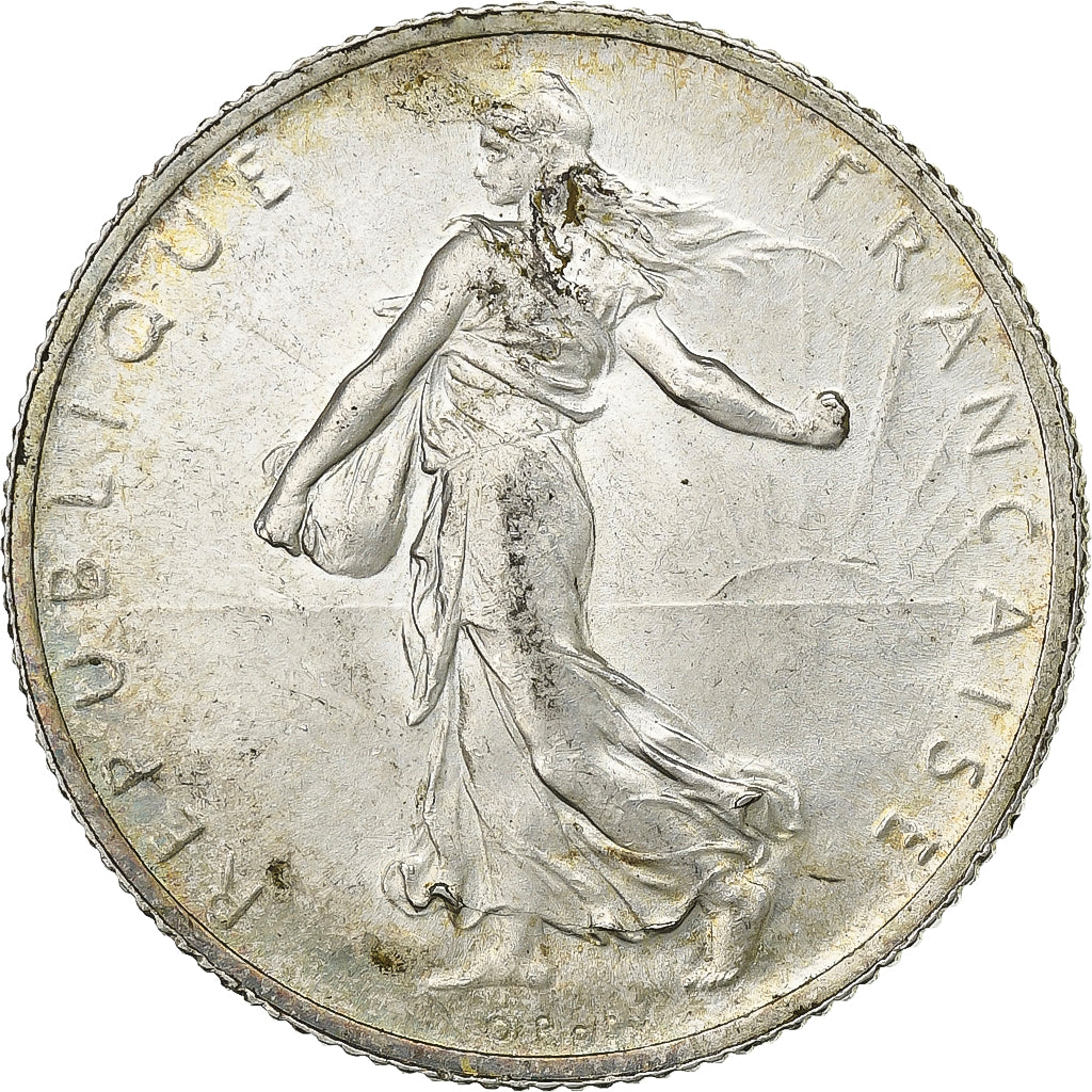 Frankrijk, 2 Francs, Semeuse, 1914, Paris, Zilver, ZF+, Gadoury:532, KM:845.1