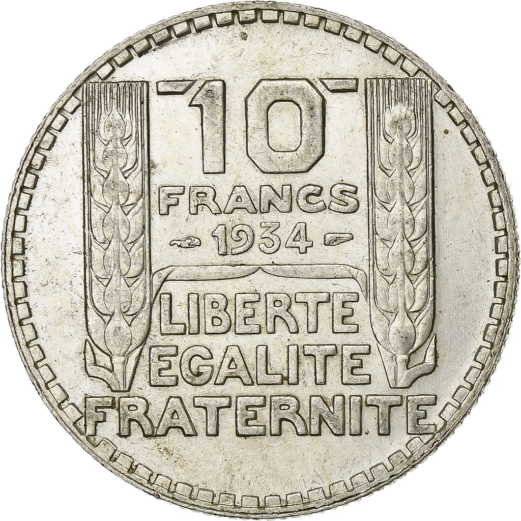 France, 10 Francs, Turin, 1934, Paris, Silver, AU(55-58), Gadoury:801, KM:878