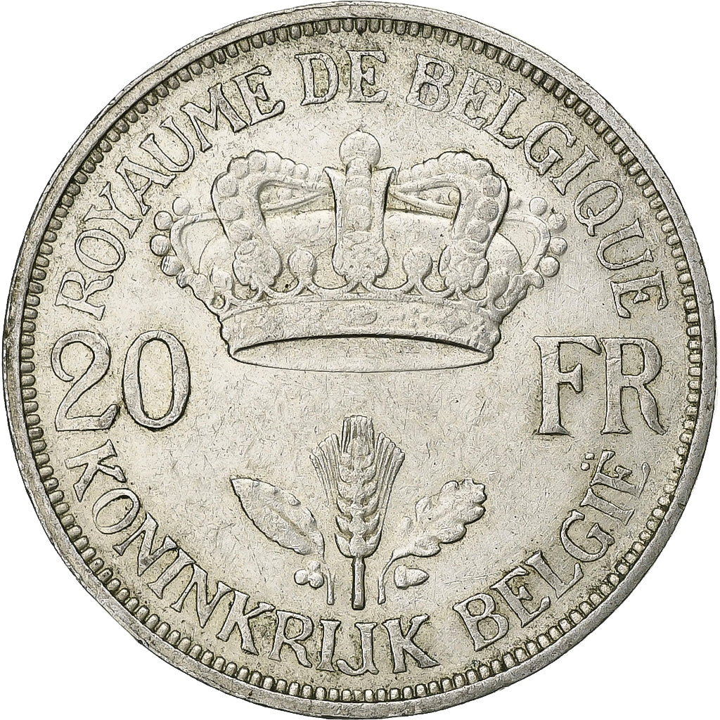 Belgium, Leopold III, 20 Francs, 20 Frank, 1934, Tranche B, Silver, AU(50-53)