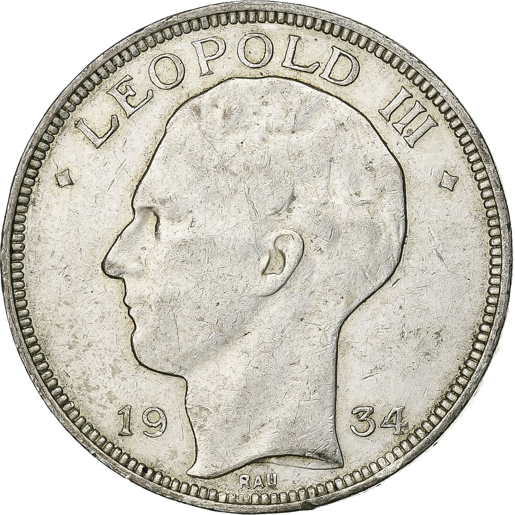 Belgique, Leopold III, 20 Francs, 20 Frank, 1934, Tranche A, Argent, TTB, KM:105