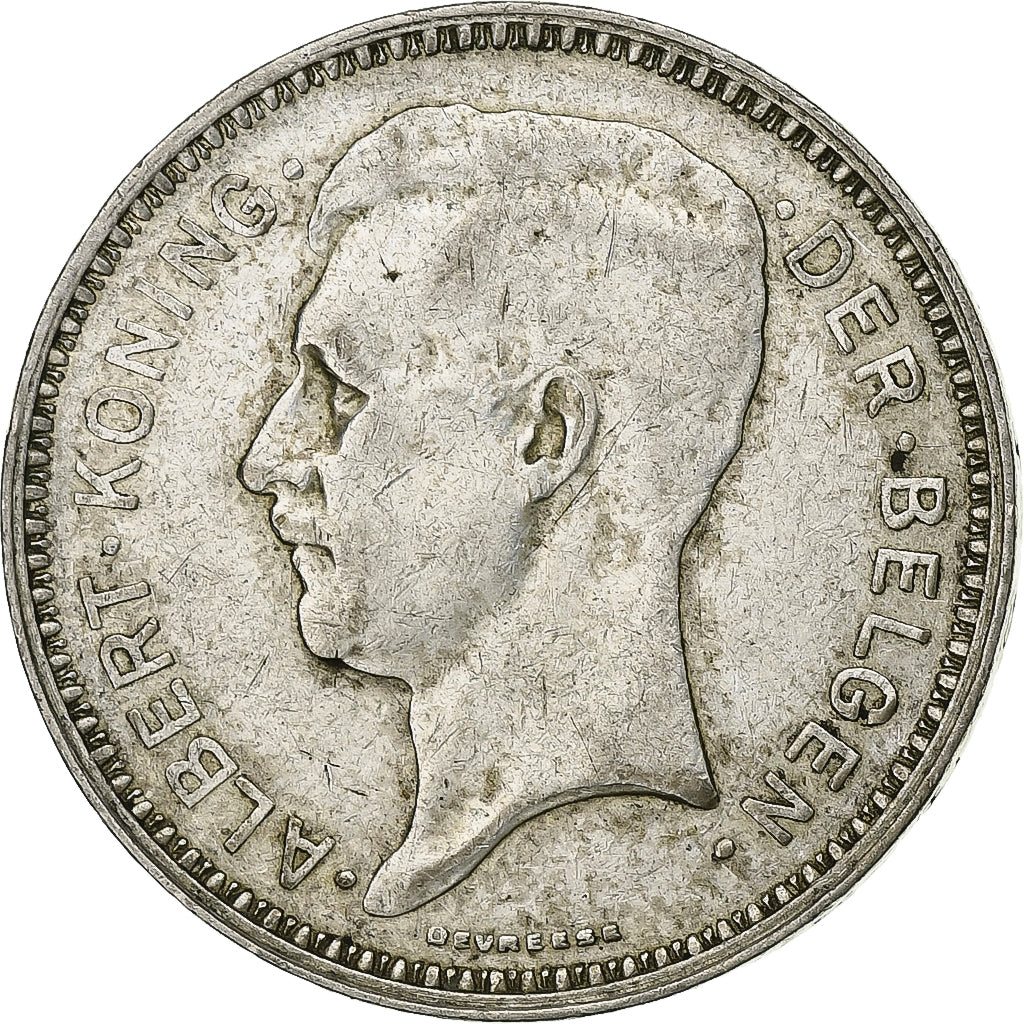 Belgium, Albert I, 20 Francs, 20 Frank, 1934, Silver, EF(40-45), KM:104.1
