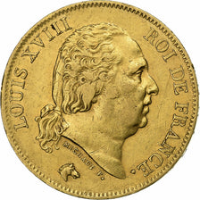 France, Louis XVIII, 40 Francs, 1818, Lille, Or, TTB+, Gadoury:1092, KM:713.6