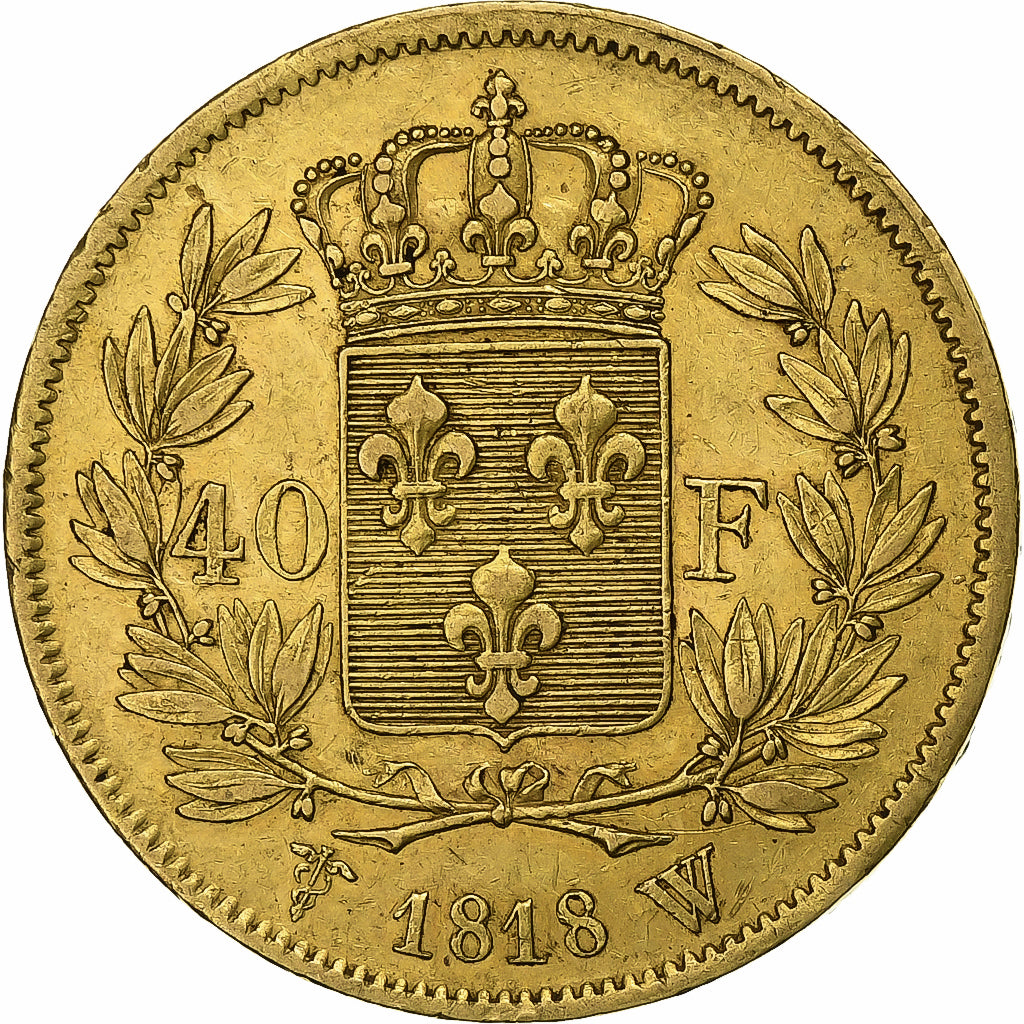France, Louis XVIII, 40 Francs, 1818, Lille, Or, TTB+, Gadoury:1092, KM:713.6
