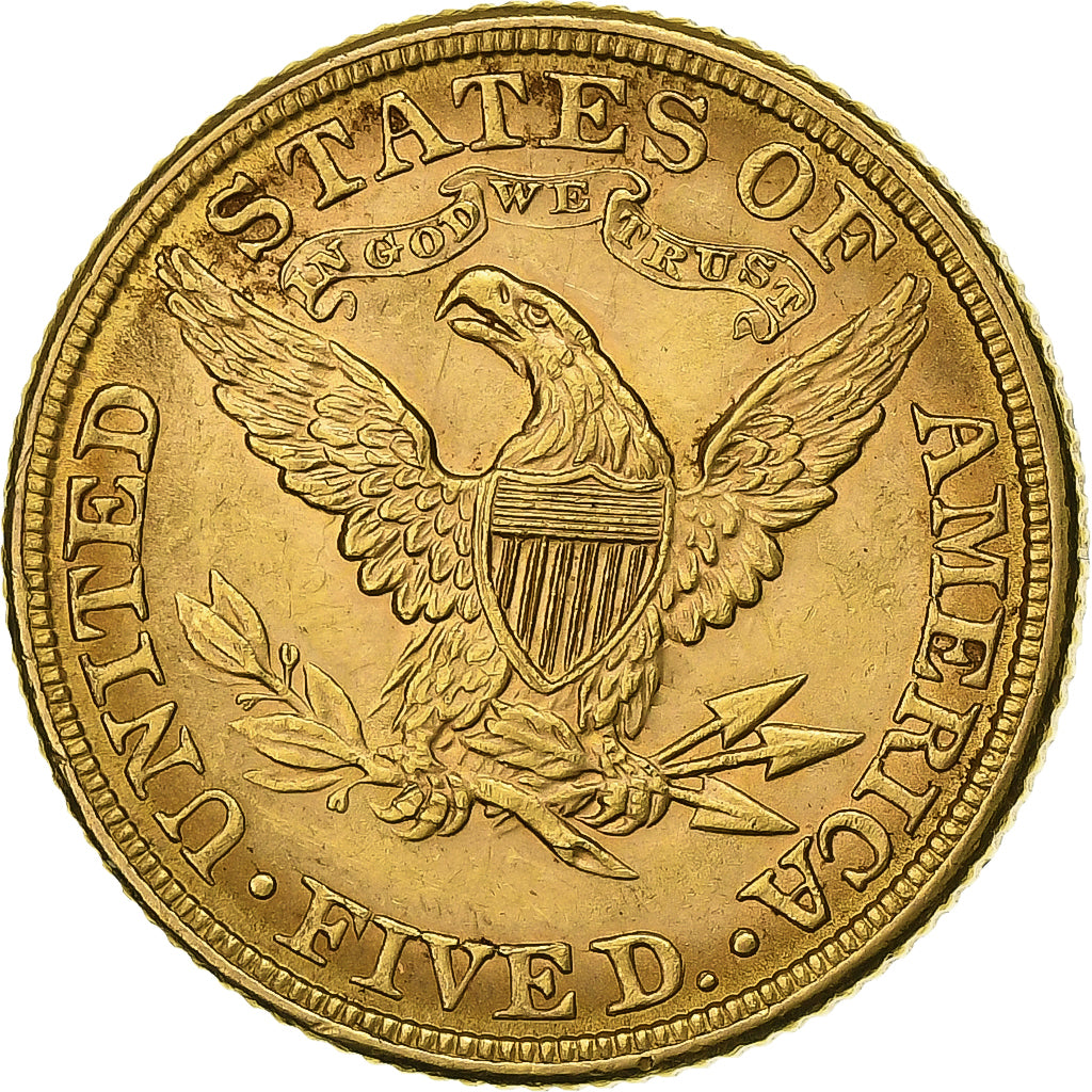 United States, $5, Half Eagle, Coronet Head, 1882, U.S. Mint, Gold, AU(55-58)