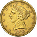 United States, $5, Half Eagle, Coronet Head, 1885, U.S. Mint, Gold, AU(50-53)