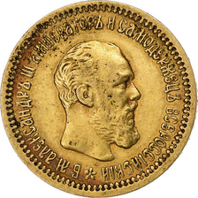 Russia, Alexander III, 5 Roubles, 1893, St. Petersburg, Oro, BB+, KM:42