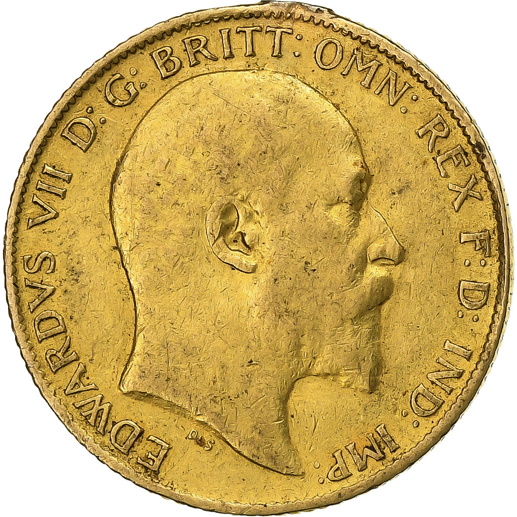 Great Britain, Edward VII, 1/2 Sovereign, 1906, Gold, AU(50-53), KM:804