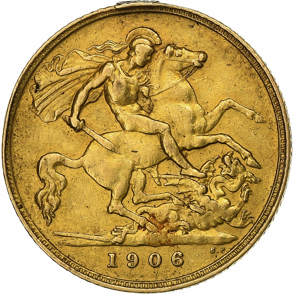 Great Britain, Edward VII, 1/2 Sovereign, 1906, Gold, AU(50-53), KM:804