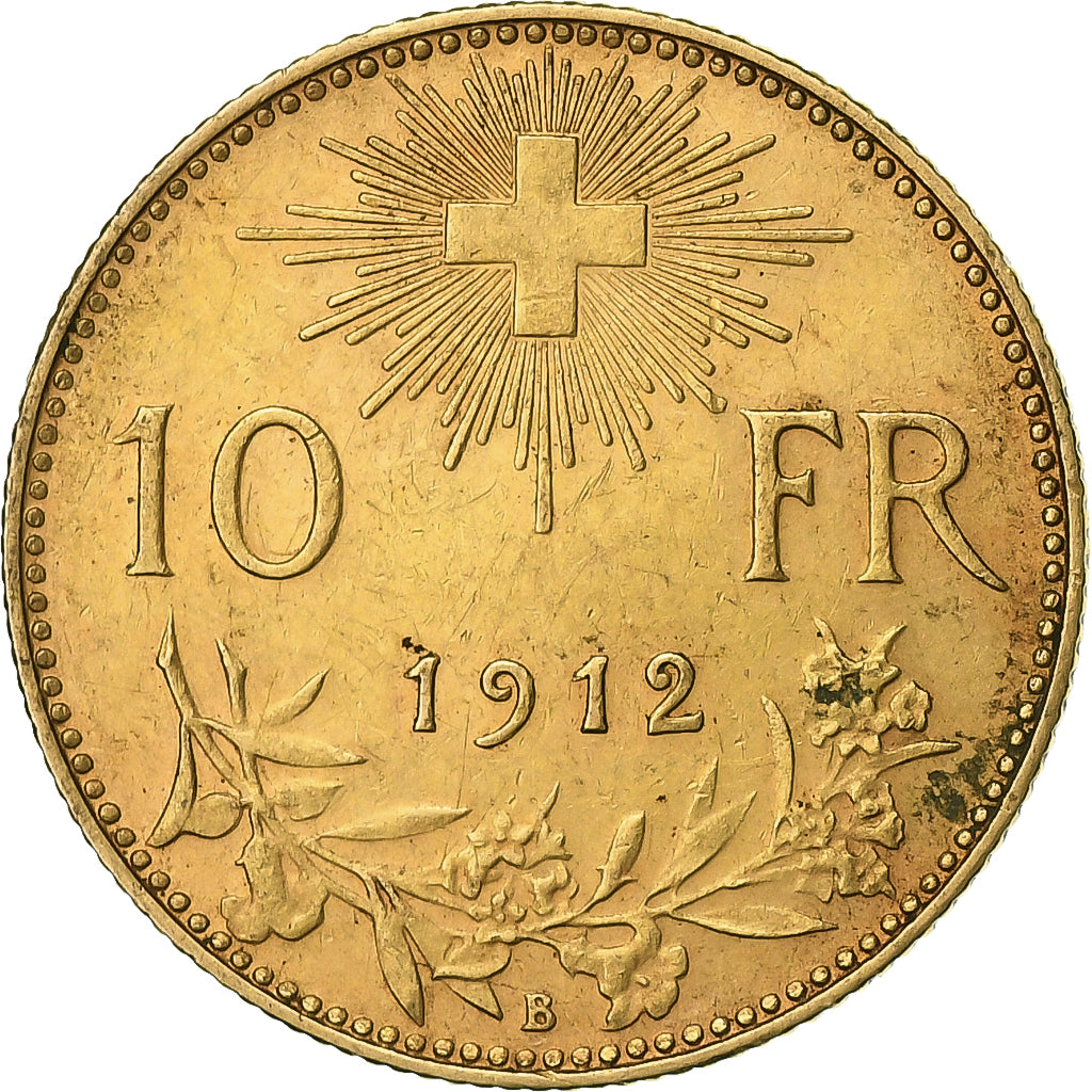 Switzerland, 10 Francs, 1912, Bern, Gold, AU(50-53), KM:36