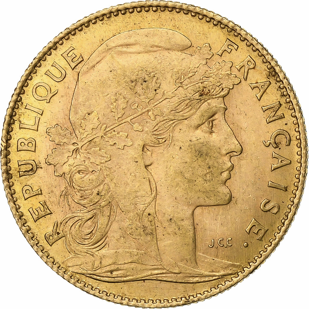 Francia, 10 Francs, Marianne, 1914, Paris, Oro, BB, Gadoury:1017, KM:846