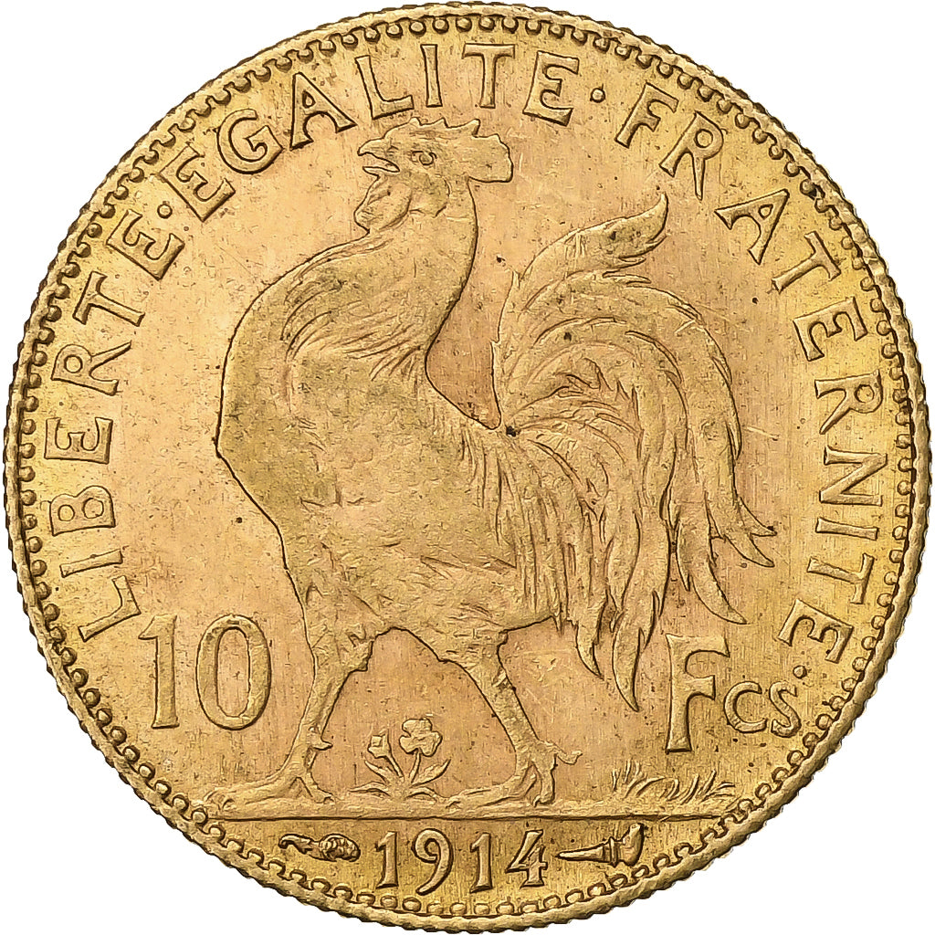 Francia, 10 Francs, Marianne, 1914, Paris, Oro, BB, Gadoury:1017, KM:846
