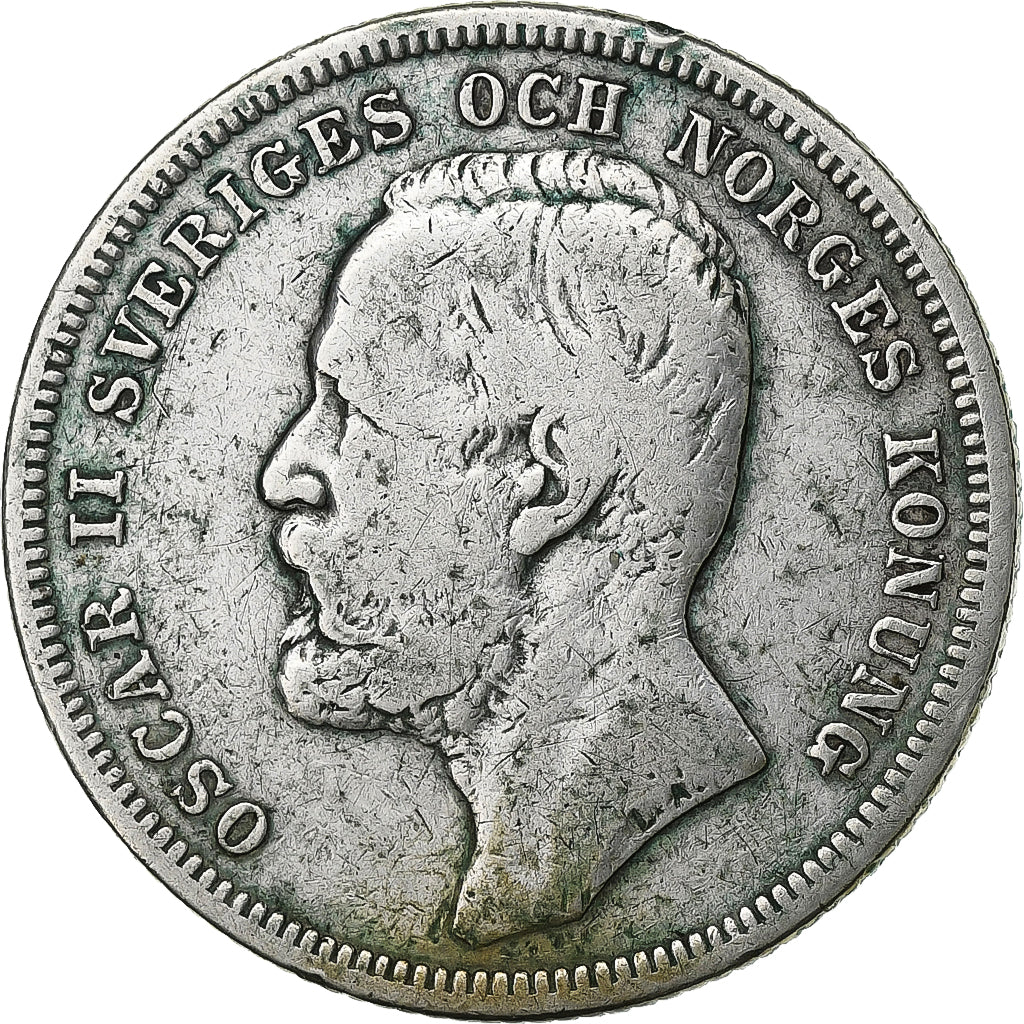 Szwecja, Oscar II, Krona, 1901, Srebro, VF(30-35), KM:760