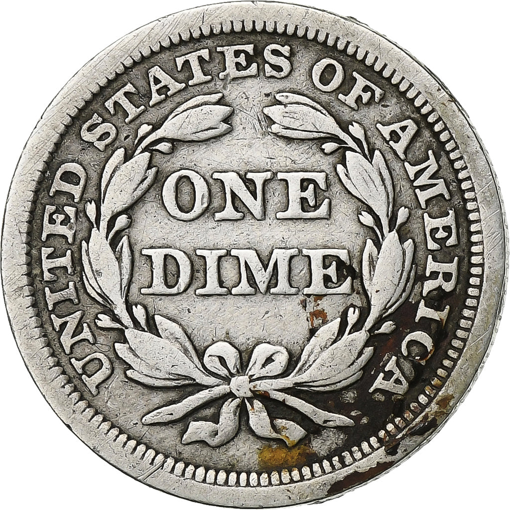 Stati Uniti, Dime, Seated Liberty, 1857, U.S. Mint, Argento, MB+, KM:A63.2