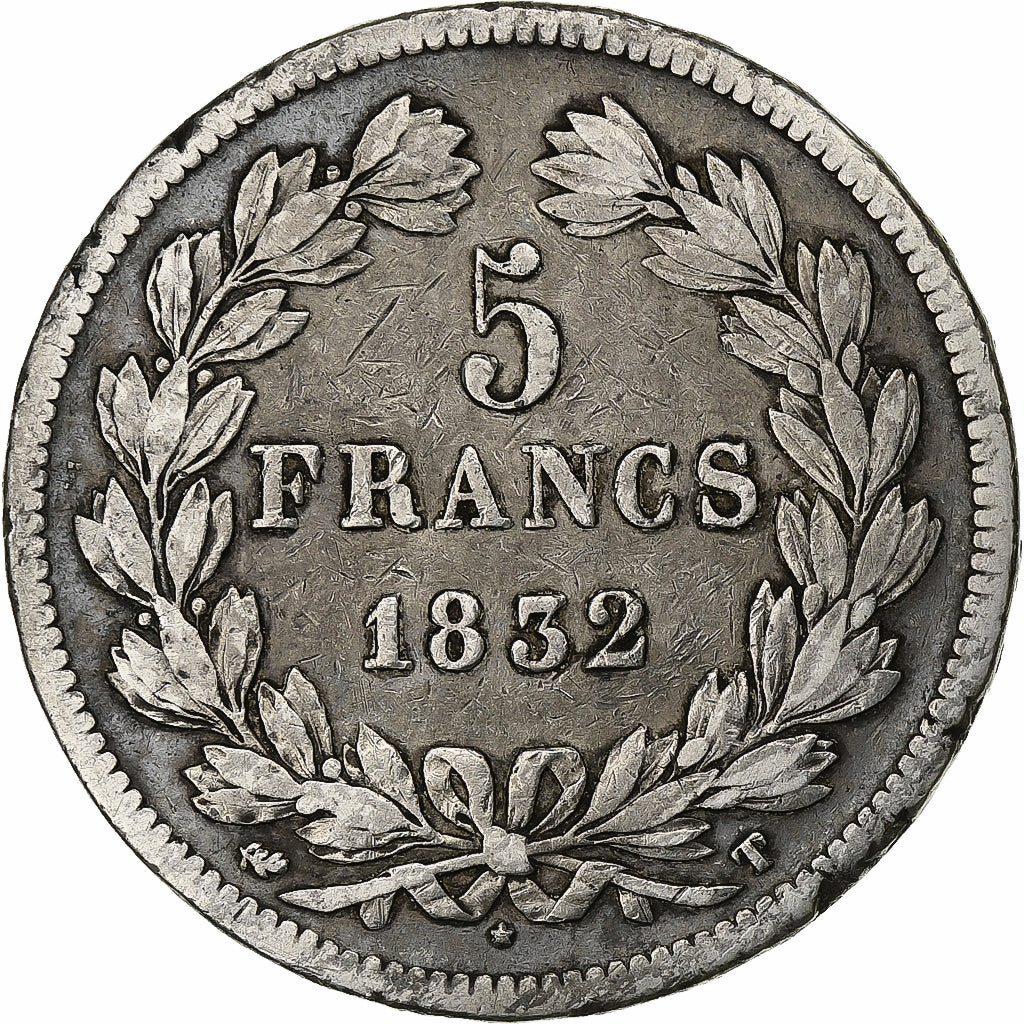 Francia, Louis-Philippe I, 5 Francs, 1832, Nantes, Argento, MB+, Gadoury:678