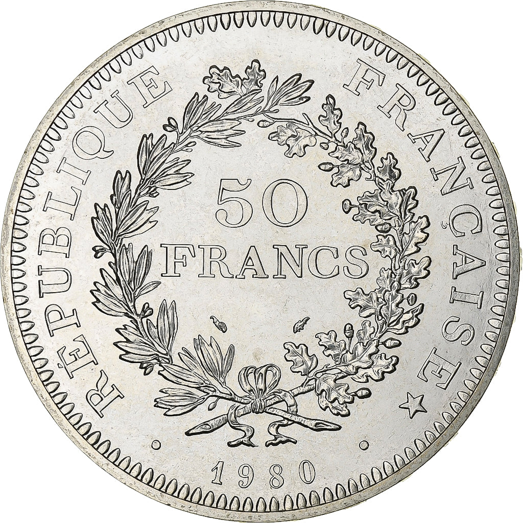 France, 50 Francs, Hercule, 1980, Paris, Silver, MS(65-70), Gadoury:882