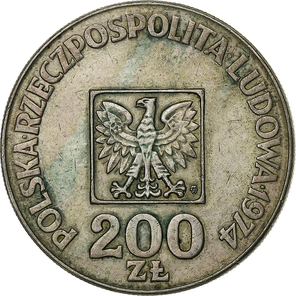 Polonia, 200 Zlotych, 1974, Warsaw, Argento, BB, KM:72