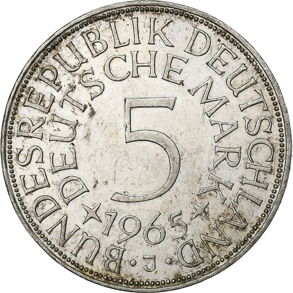 GERMANY - FEDERAL REPUBLIC, 5 Mark, 1965, Hambourg, Silver, AU(55-58), KM:112.1
