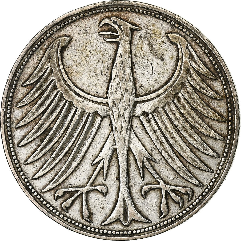 Federale Duitse Republiek, 5 Mark, 1951, Stuttgart, Zilver, ZF, KM:112.1