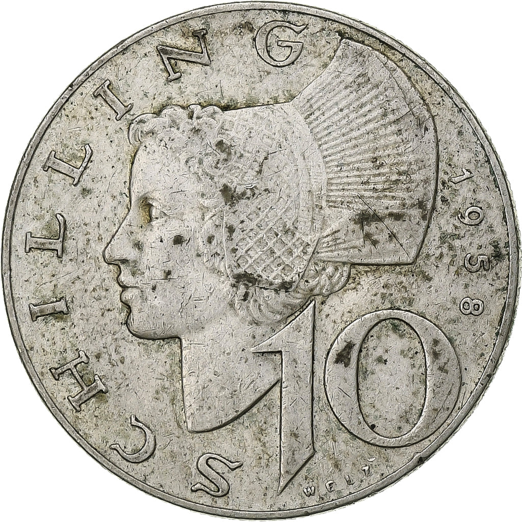 Austria, 10 Schilling, 1958, Silver, EF(40-45), KM:2882