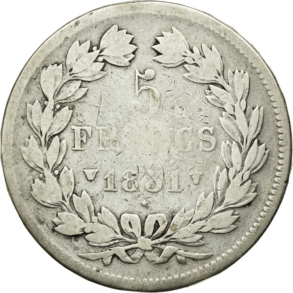 Moneta, Francja, Louis-Philippe, 5 Francs, 1831, Lille, F(12-15), Srebro