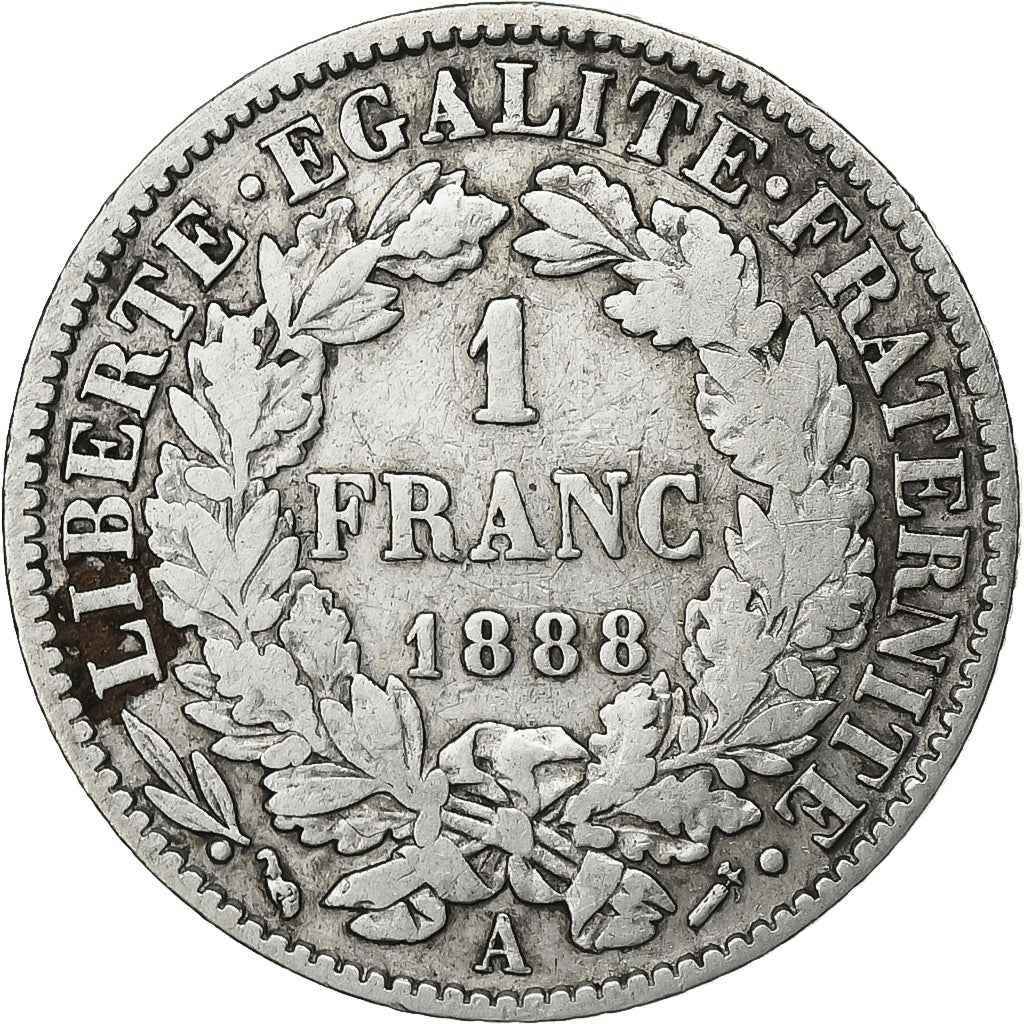 Frankreich, Franc, Cérès, 1888, Paris, Silber, S+, Gadoury:465a, KM:822.1