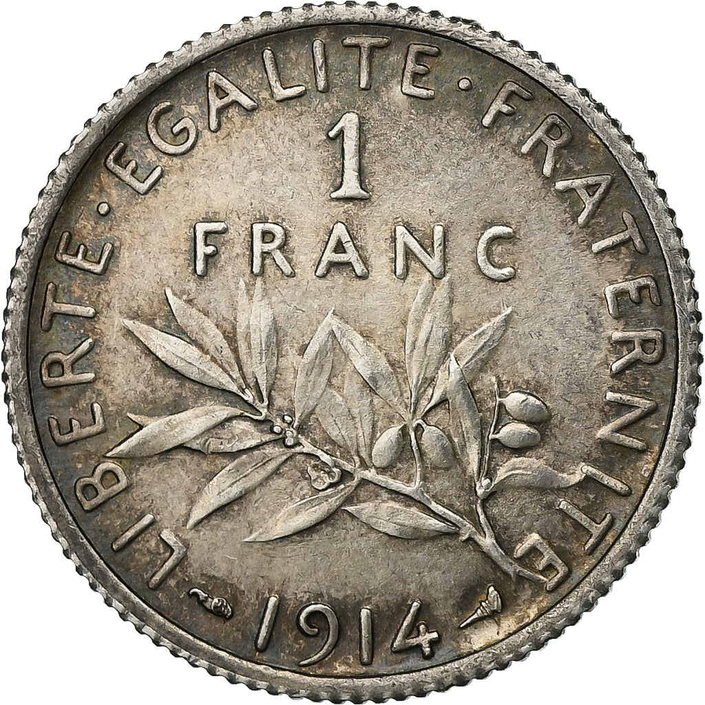 France, Franc, Semeuse, 1914, Paris, Silver, AU(55-58), Gadoury:467, KM:844.1