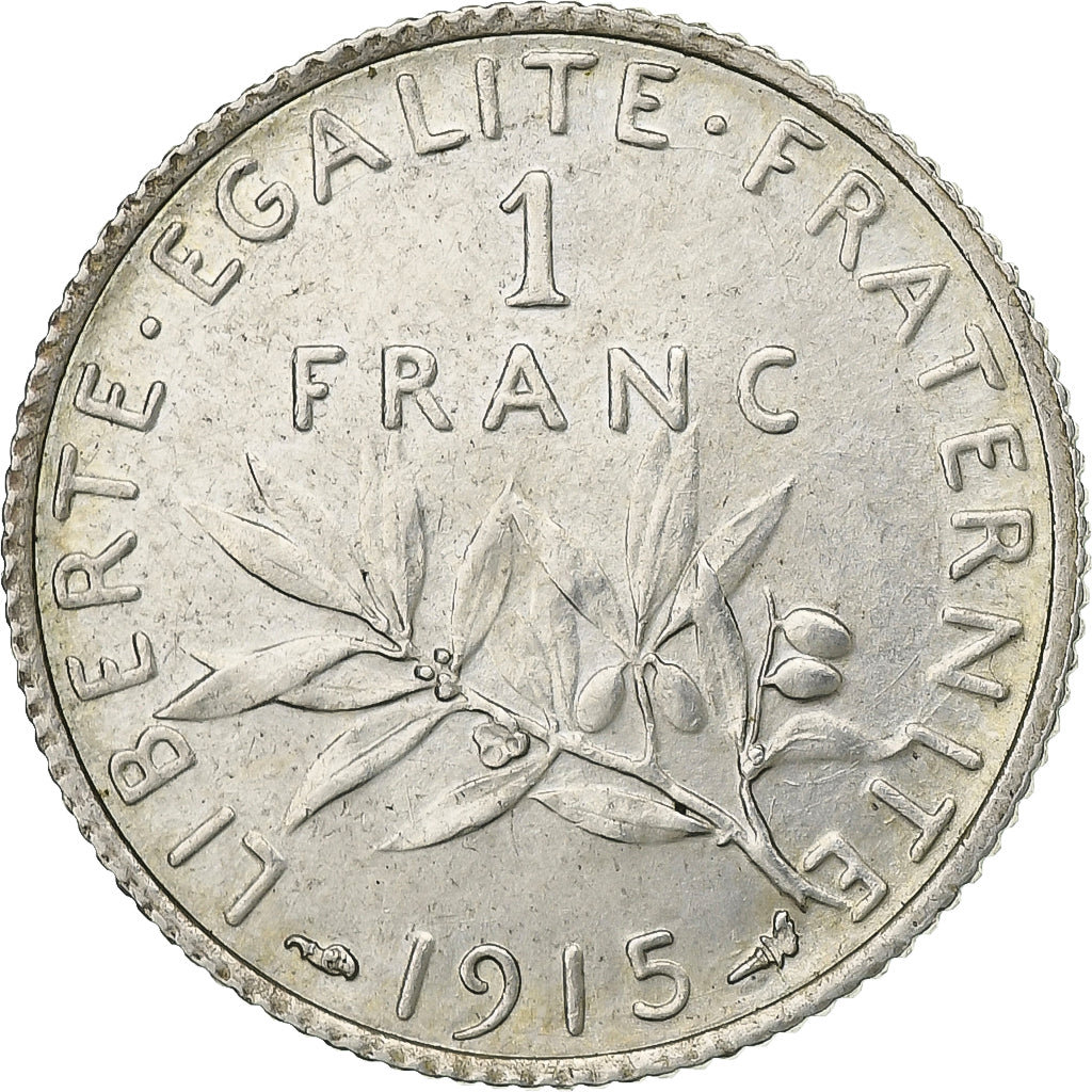 France, Franc, Semeuse, 1915, Paris, Silver, AU(55-58), Gadoury:467, KM:844.1