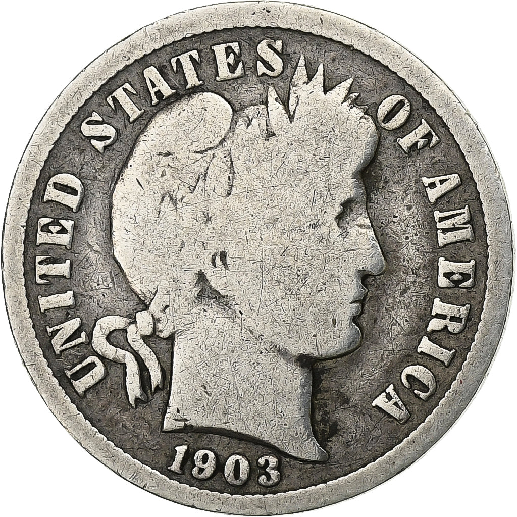 United States, Dime, Barber, 1903, U.S. Mint, Silver, VF(30-35), KM:113