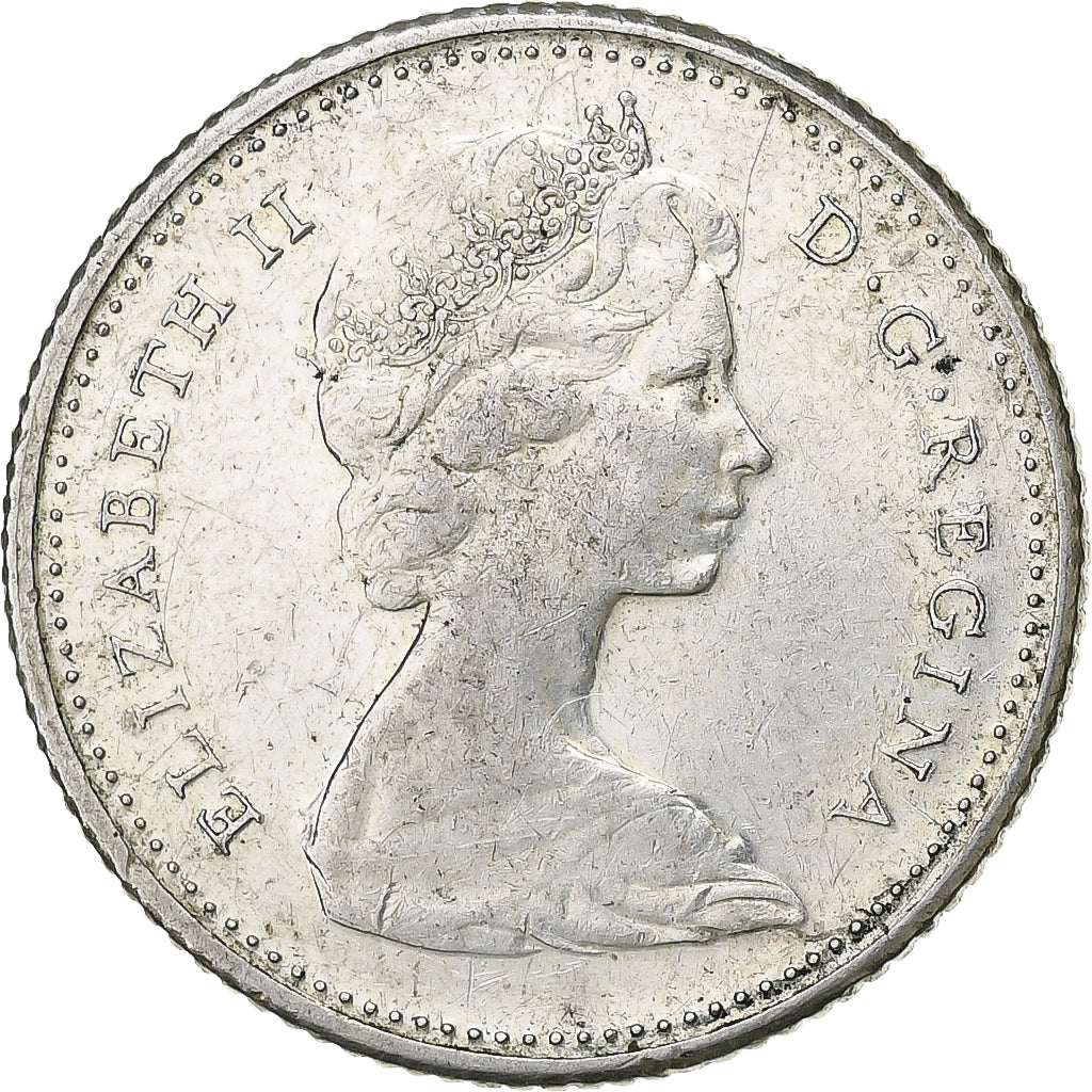 Canada, Elizabeth II, 10 Cents, 1965, Royal Canadian Mint, Zilver, ZF+, KM:61