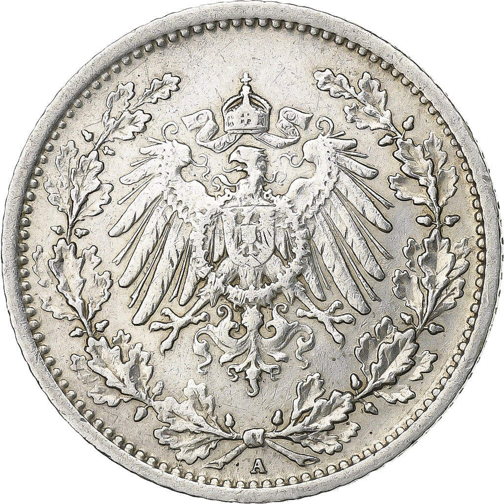 ALEMANIA - IMPERIO, 1/2 Mark, 1906, Berlin, Plata, MBC+, KM:17