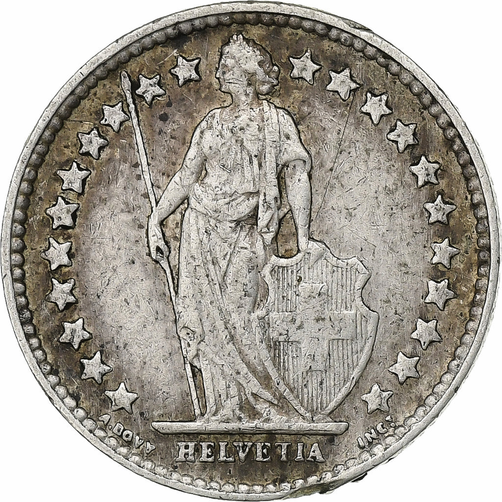 Svizzera, 1/2 Franc, 1908, Bern, Argento, MB+, KM:23