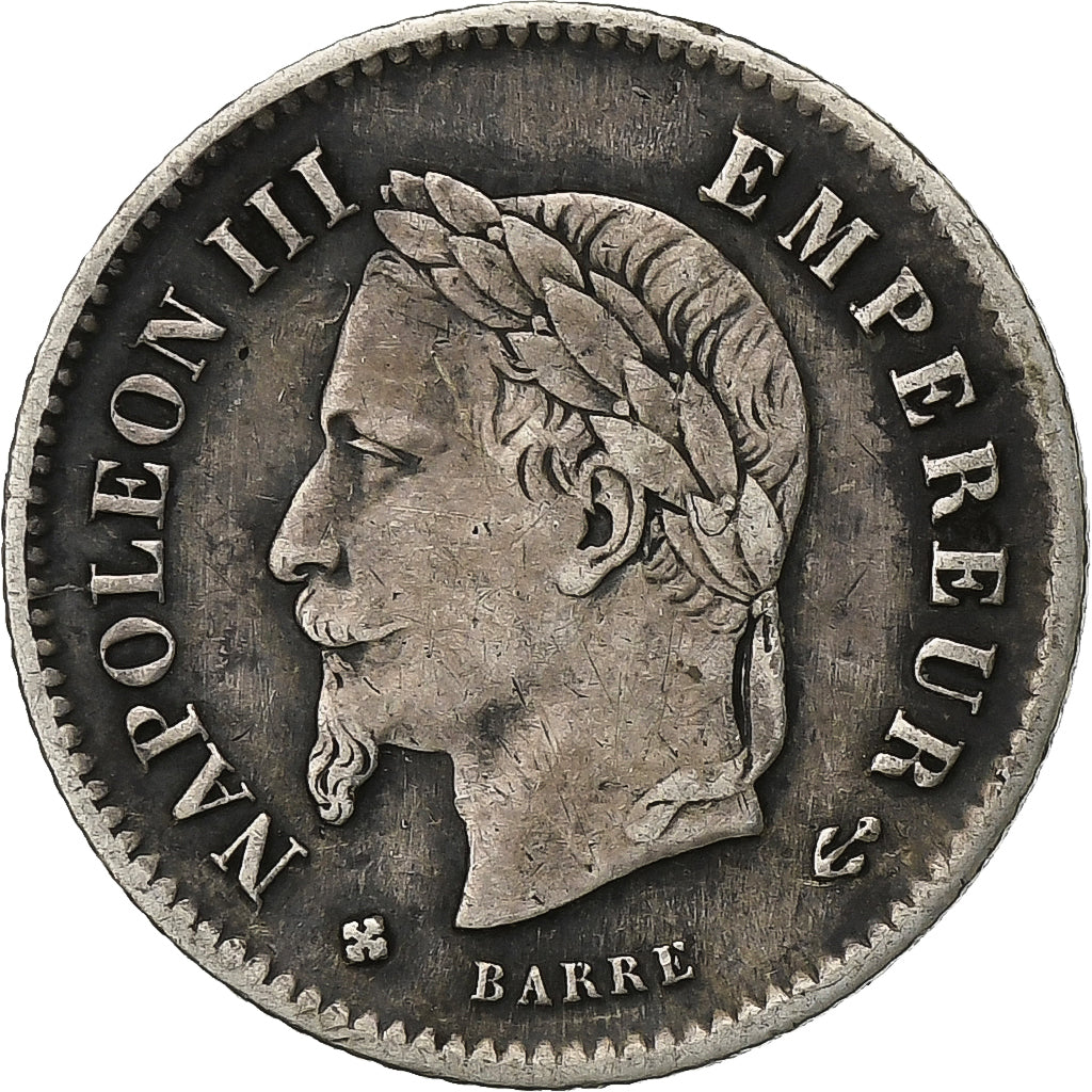 Francia, Napoleon III, 20 Centimes, 1867, Strasbourg, Argento, BB, Gadoury:309