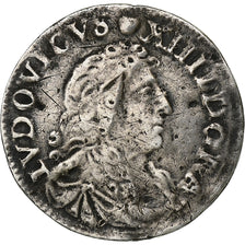 France, Louis XIV, 4 Sols, 1676, Lyon, Argent, TB+, Gadoury:103, KM:232.2