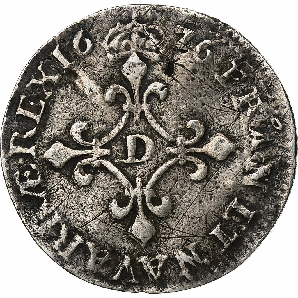 France, Louis XIV, 4 Sols, 1676, Lyon, Argent, TB+, Gadoury:103, KM:232.2