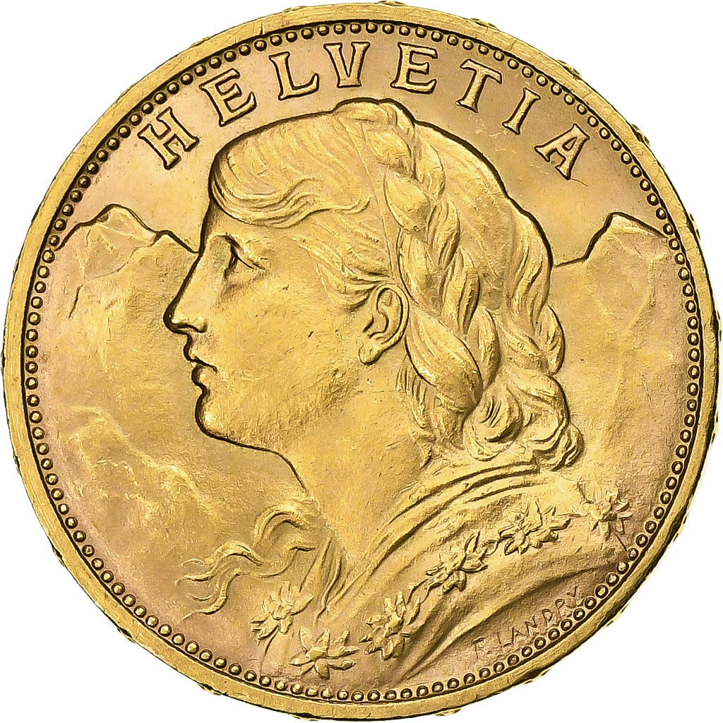 Suiza, 20 Francs, 1913, Bern, Oro, EBC, KM:35.1
