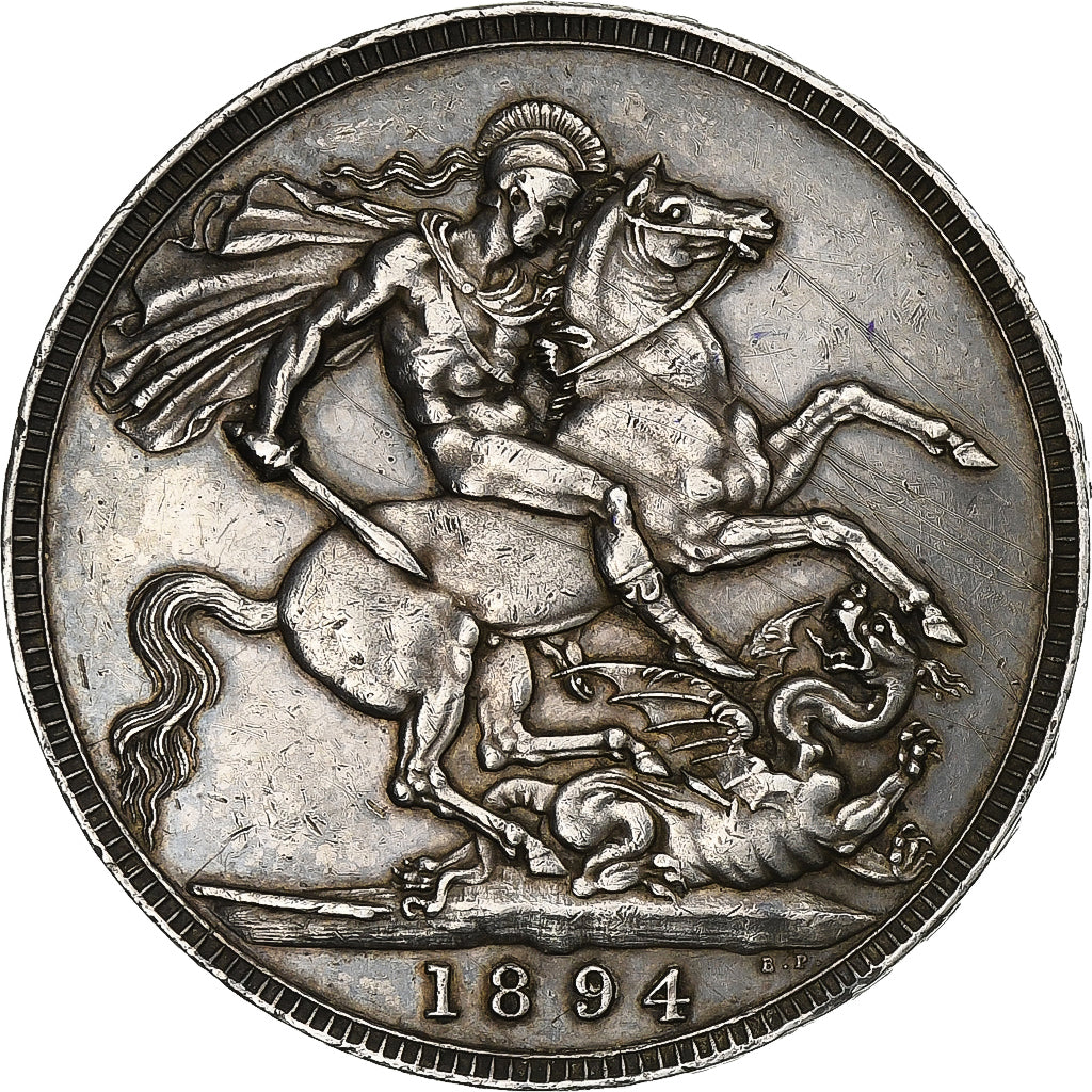 Great Britain, Victoria, Crown, 1894, Rare, Silver, AU(55-58), KM:783