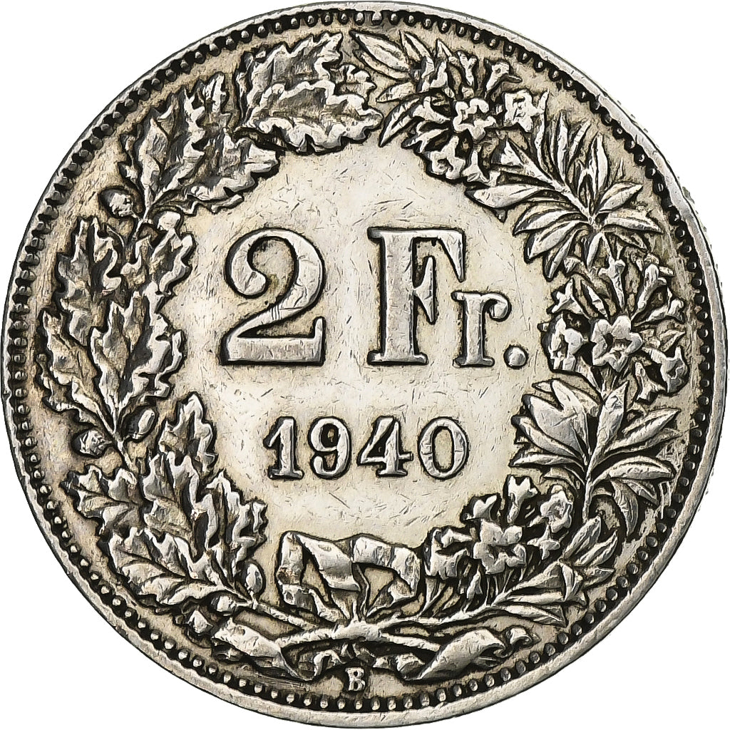 Switzerland, 2 Francs, 1940, Bern, Silver, AU(50-53), KM:21