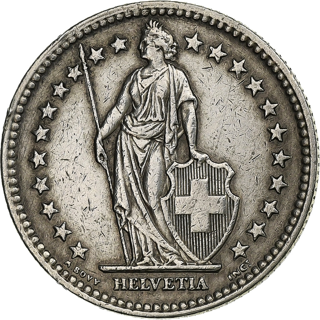Svizzera, 2 Francs, 1944, Bern, Argento, BB+, KM:21