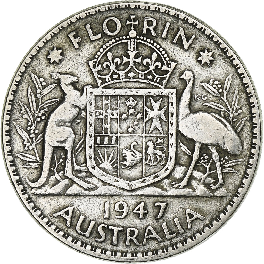 Australia, George VI, Florin, 1947, Melbourne, Silver, EF(40-45), KM:40a