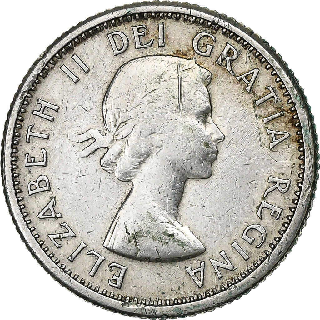 Kanada, Elizabeth II, 10 Cents, 1957, Royal Canadian Mint, Silber, SS+, KM:51