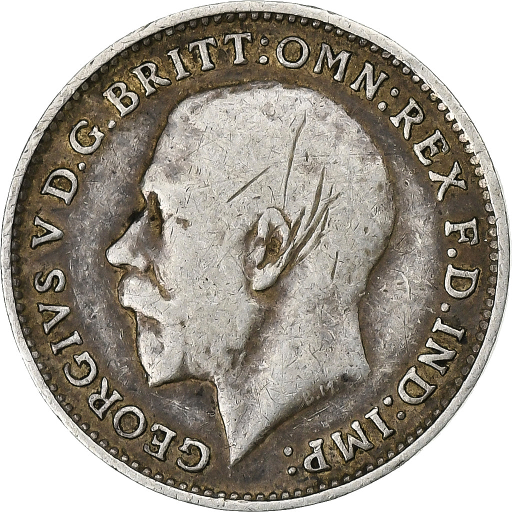 Grã-Bretanha, George V, 3 Pence, 1915, Prata, VF(30-35), KM:813