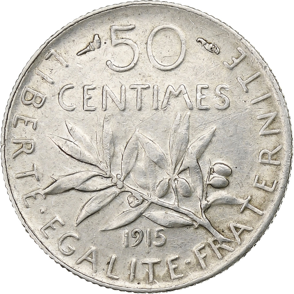 Frankreich, 50 Centimes, Semeuse, 1915, Paris, Silber, VZ, Gadoury:420, KM:854