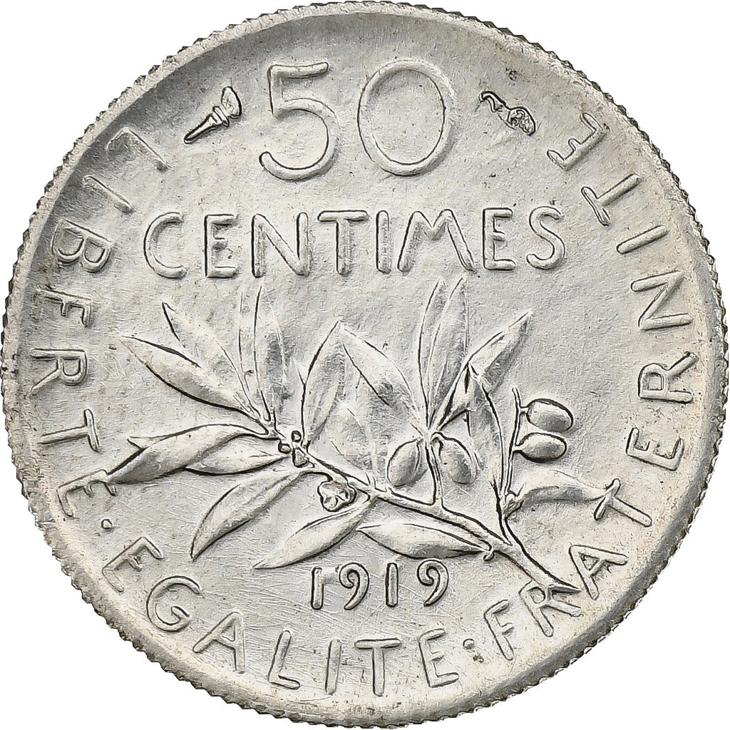 Frankreich, 50 Centimes, Semeuse, 1919, Paris, Silber, VZ+, KM:854