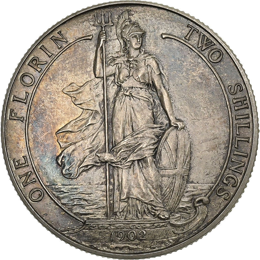 Great Britain, Edward VII, Florin, Two Shillings, 1902, Silver, MS(60-62)