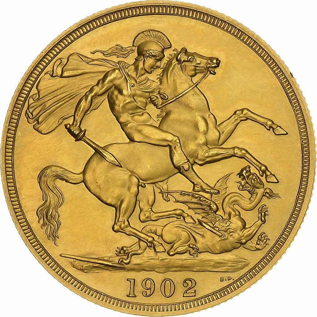 Great Britain, Edward VII, 2 Pounds, 1902, Rare, Gold, MS(60-62), KM:806