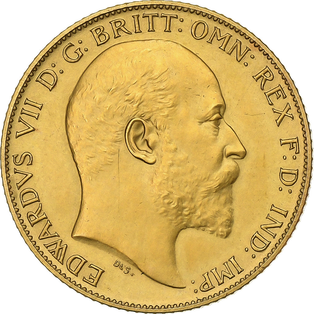 Great Britain, Edward VII, 1/2 Sovereign, 1902, Gold, MS(60-62), KM:804