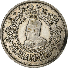 Morocco, Mohammed V, 500 Francs, AH 1376 (1956), Paris, Silver, AU(50-53)