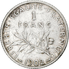 Frankrijk, Franc, Semeuse, 1902, Paris, Zilver, FR+, Gadoury:467, KM:844.1